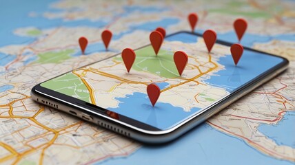 gps navigator on the map