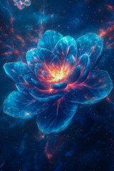 a beautiful magic flower in a vector on a dark background. for postcards. for backgrounds. for screensavers.