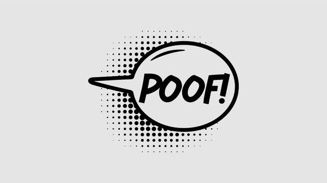 Comic speech bubbles with halftone shadows in pop art style graphic animation. Alpha channel. Transparent background motion design. 4K resolution