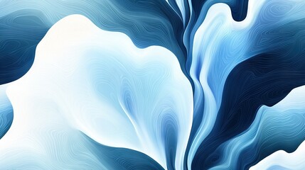 Naklejka premium A monochromatic canvas featuring dynamic blue-white swirl patterns against a stark black-white backdrop, with a central blue swirl drawing the eye