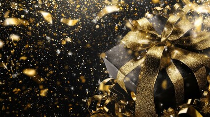 golden gift box with ribbon