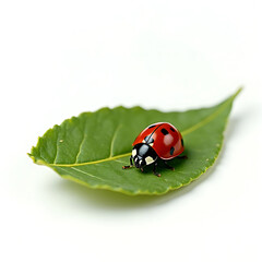 Fototapeta premium ladybug on green leaf