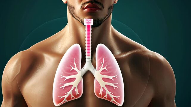 Detailed 3D rendering of human chest and arm anatomy with copy space. Perfect for medical presentations.