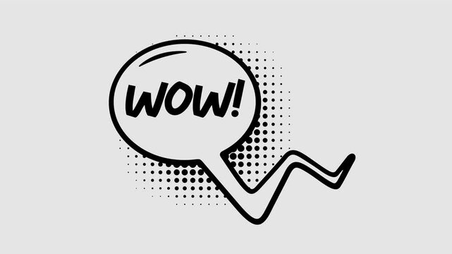Comic speech bubbles with halftone shadows in pop art style graphic animation. Alpha channel. Transparent background motion design. 4K resolution