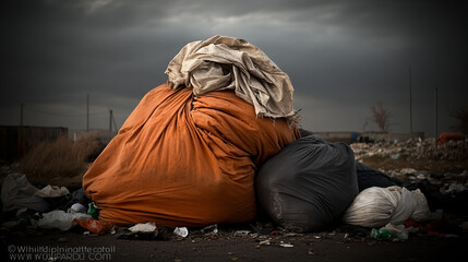 Tattered Palestinian flag fluttering in the wind against a backdrop of a cloudy sky