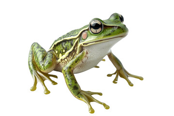 Obraz premium Green Frog with Bright Yellow Toes Looking at the Camera, Transparent Object, See Through