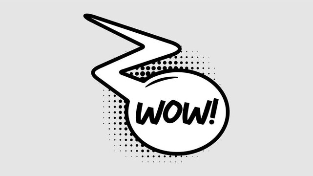 Comic speech bubbles with halftone shadows in pop art style graphic animation. Alpha channel. Transparent background motion design. 4K resolution