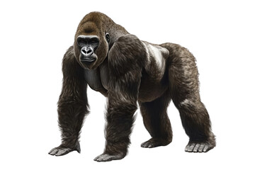 Fototapeta premium A Powerful Gorilla Staring Intensely, A Close Up Look at Fur and Details of a Large Primate.