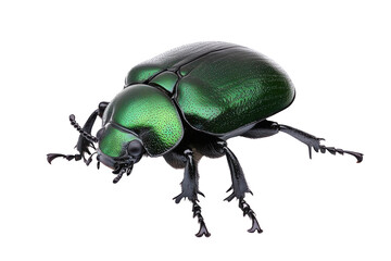 Naklejka premium A Close-Up Look at a Shiny Green Beetle with Transparent Wings, Nature's Tiny Jewel
