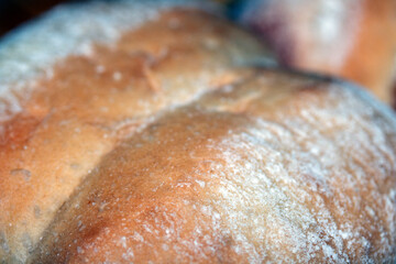 Close Up Macro of a Bread Roll Top Fluffy Baking