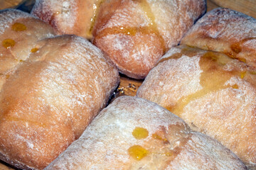 Close Up Macro of a Bread Roll Top Fluffy Baking