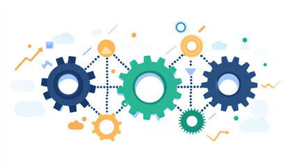 An Interconnected gears turning smoothly, representing business processes and growth