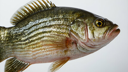 Climbing perch fish  closeup on white