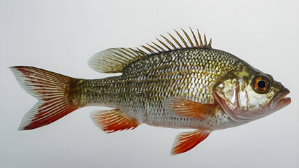 Climbing perch fish  closeup on white