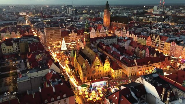 Christmas market Wroclaw, Lower Silesia Poland.