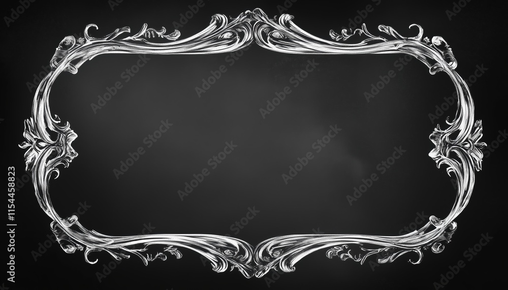 Poster monochrome frame with chalk scribble hand drawing on black background: shabby white texture with rus