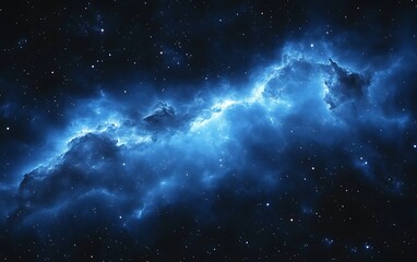 Fototapeta premium Cosmic nebula, blue gas clouds and stars.
