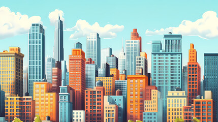 Obraz premium High rise building city in the world. Ironscape. Illustration