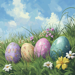 aster eggs in the grass