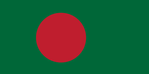 Bangladesh country flag vector illustration, green flag with red circle on edge
