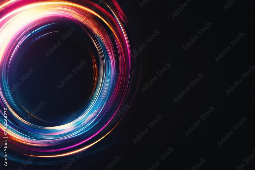 Fototapete vibrant abstract light streaks swirling in a circular pattern on a dark background. generative ai