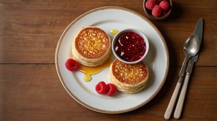 Golden Toasted Crumpets with Butter, Jam, and Fresh Raspberries - A Cozy Breakfast Scene