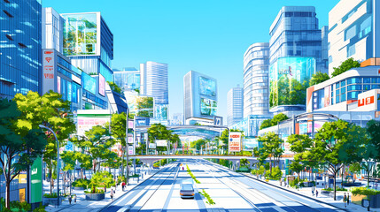 futuristic divided cityscape