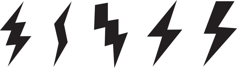 Lightning icon collection, Lightning line sign, Lightning outline symbol, vector illustration