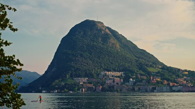 Lugano lake and City n Ticino Region in Switzerland
