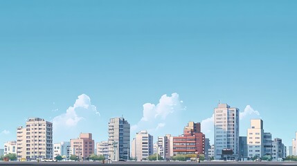 Fototapeta premium An Urban Skyline View with Clear Blue Skies and Modern Architecture