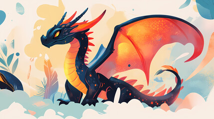 Sly inferno dragon. Draconian. Illustration