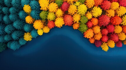   A vibrant bouquet of diverse flowers set against a serene blue backdrop, providing ample room for customizing your card or brochure design