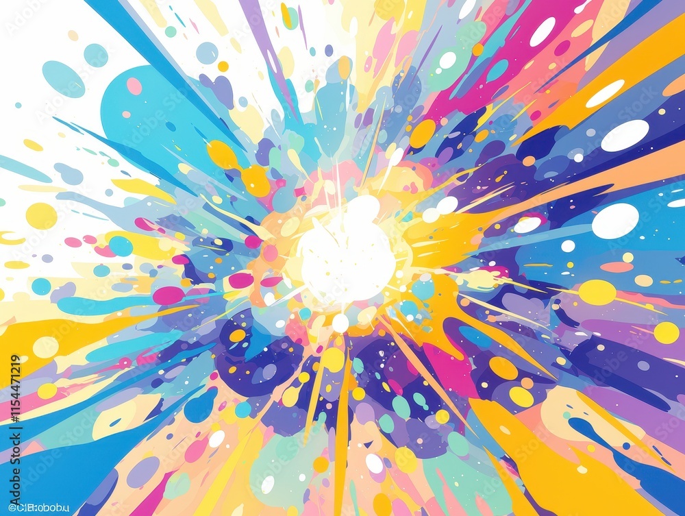Poster a vibrant explosion of colors radiating outward, creating a dynamic visual effect.