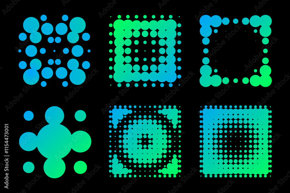 Poster vector colorful gradient patterns with vibrant halftone dots