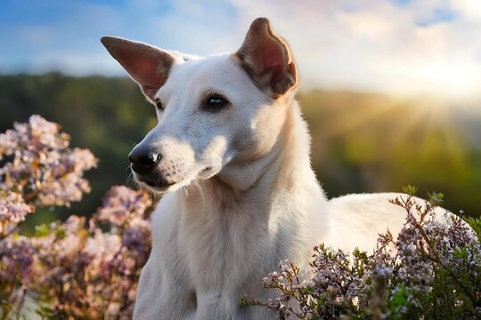 A stunning image capturing an Aidi dog in its natural habitat
