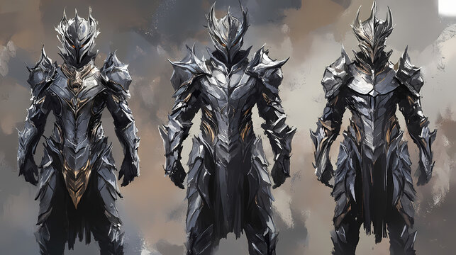 Fantasy artwork of armored warriors. Draconian. Illustration