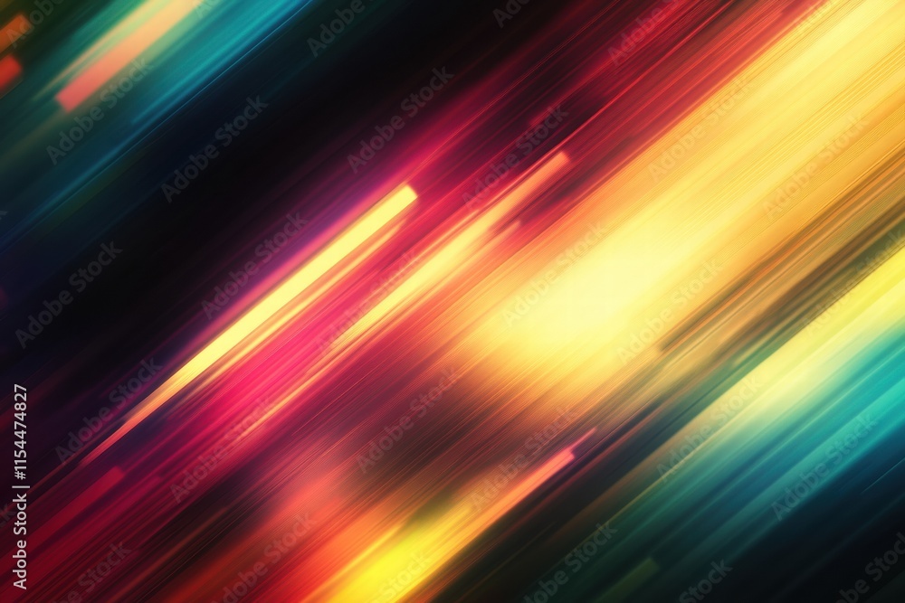 Poster Colorful light streaks create an abstract display of vibrant hues in a dynamic pattern. Generative AI