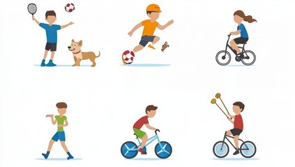 A collection of isolated men and women exercising or training, on a white background