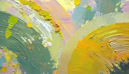 Bohemian Oil Paint Design with Unique Botanical Line Art in Soft Green and Reddish-Orange