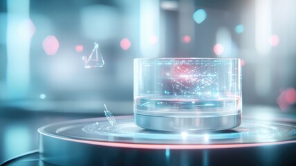 Futuristic holographic interface in a high-tech environment for innovation and technology concepts