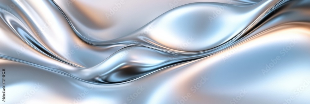 Poster fluid silver waves form an abstract 3d design creating a captivating texture and depth. generative a