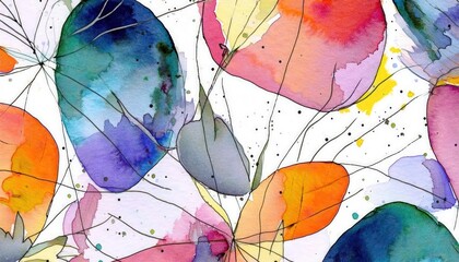 Watercolor Boho Wallpaper with Soft Floral and Leaf Illustrations