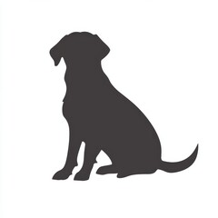 A white background showcases a modern, minimalist silhouette of a black dog