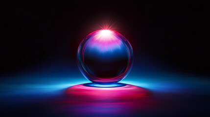 A glowing orb illuminated by a beam of light, sphere, brilliance. Brilliance. Illustration