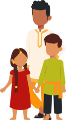 Family in Traditional Indian Attire Illustration