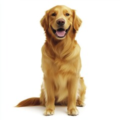 Cream Labrador Retriever in front of a white background