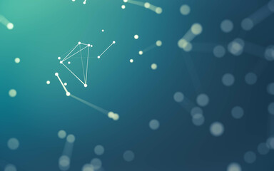 Abstract background. Molecules technology with polygonal shapes, connecting dots and lines. Connection structure. Big data visualization.