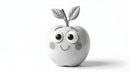 solitary sketch of an apple in cartoon style on white for design inspiration, animations, or branding