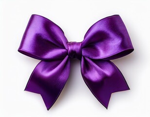 purple bow for gift wrapping top view flat lay design festive ribbon bow isolated on white background elegant and decorative purple bow for presents holiday gift wrapping or crafts