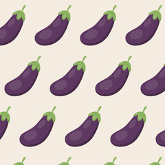Eggplant pattern. Vector illustration in flat style